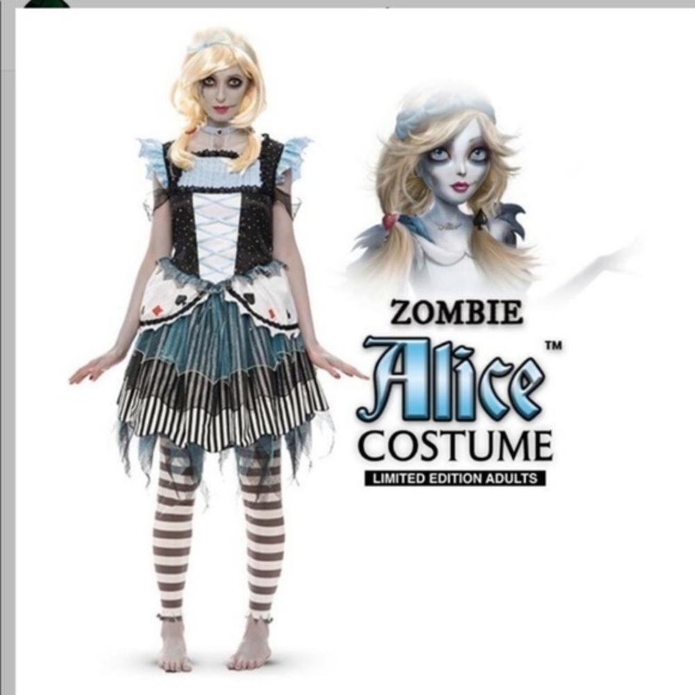 ONCE UPON A ZOMBIE Alice in Wonderland princess zombie Halloween costume small